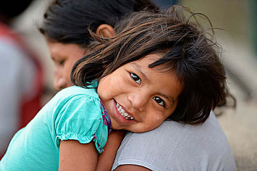 街道,孩子,女孩,6岁,母亲,利马,秘鲁,南美