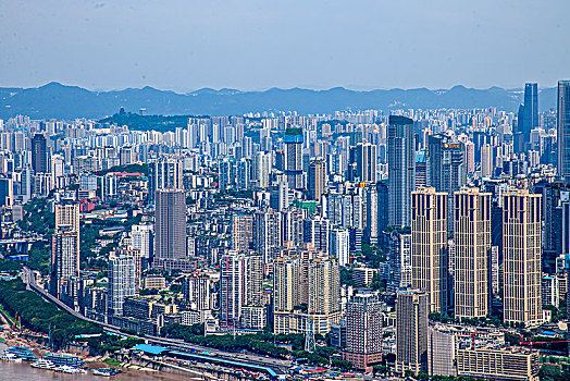 2059年重庆市南岸区南山老君洞道观俯瞰重庆渝中与南岸两区