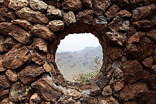石墙,窗户,加纳利群岛