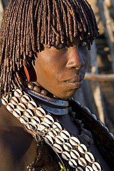 女人,部落,奥莫低谷,南方,埃塞俄比亚