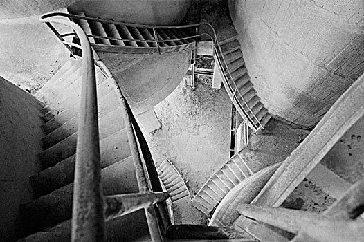 工业,建筑,螺旋,楼梯,水泥,鸟瞰,意大利,九月,2007年