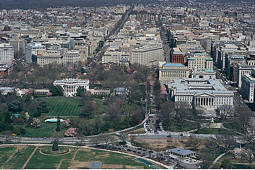 俯视,白宫,城市,华盛顿,美国