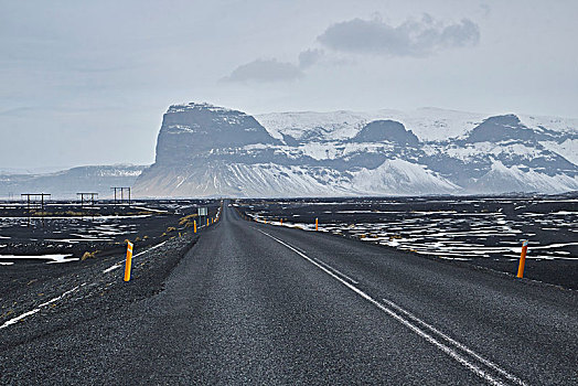 道路,冰岛,山,积雪,东方,峡湾