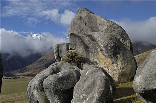 岩石构造,砂岩,保护区,城堡,山,道路,南岛,新西兰