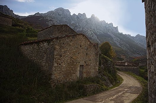 狭窄,乡间小路,欧洲,阿斯图里亚斯,西班牙