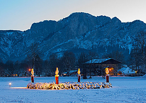 奥地利,上奥地利州,萨尔茨卡莫古特,月亮湖地区,降临节花环