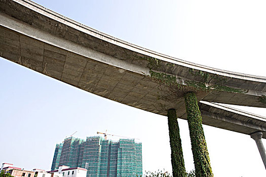 高架路,高层建筑,脚手架,背景