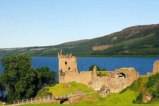 毁坏,城堡,塔,墙壁,尼斯湖,靠近,高地,苏格兰,英国,欧洲
