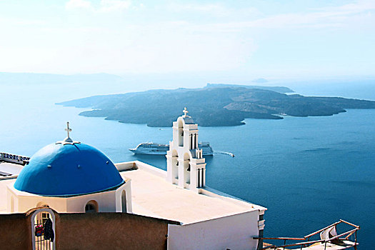 希腊,蓝顶教堂