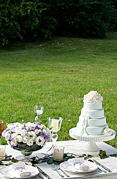婚礼蛋糕,桌上,布置