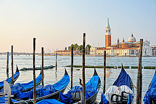 风景,小船,船,泊位,威尼斯