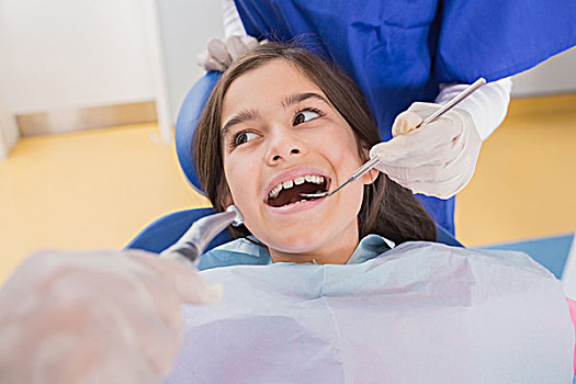 牙医,牙医助手,检查,孩子,病人
