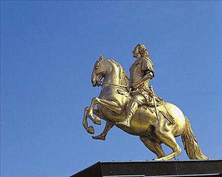 金色,纪念建筑,雕塑,国王,德累斯顿,萨克森,德国,欧洲
