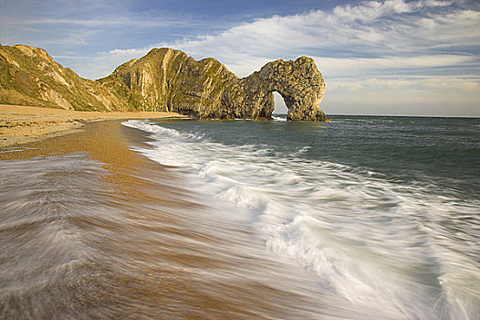 英格兰,杜德尔门,波浪,海滩,自然,石灰石,拱形,侏罗纪海岸