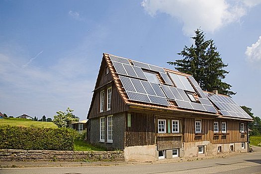 太阳能电池板,屋顶,房子,巴登符腾堡,德国