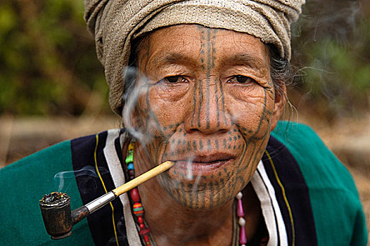 种族,男人,烟,烟斗,乡村,南方,下巴,缅甸
