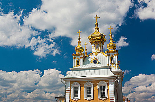 俄罗斯,圣彼得堡,彼得夏宫,大皇宫,小教堂,翼