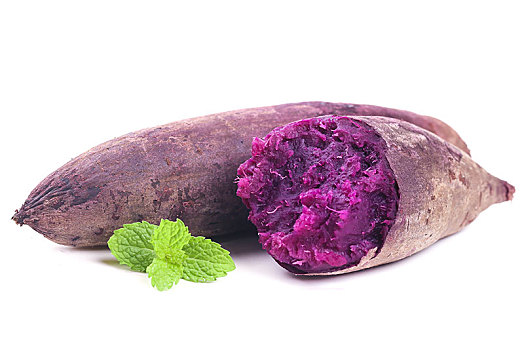 白底上熟的板栗紫薯