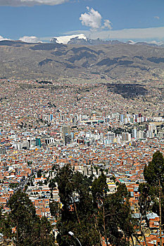 南美,玻利维亚,景色,远景,城市