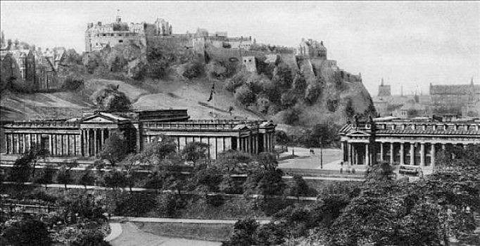爱丁堡城堡,国家美术馆,爱丁堡,早,20世纪
