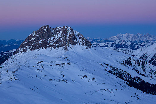 大,日落,冬天,阿尔卑斯山,提洛尔,奥地利