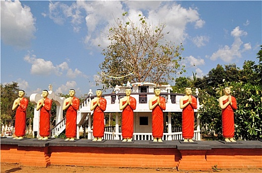佛教,门徒,雕塑,庙宇,斯里兰卡