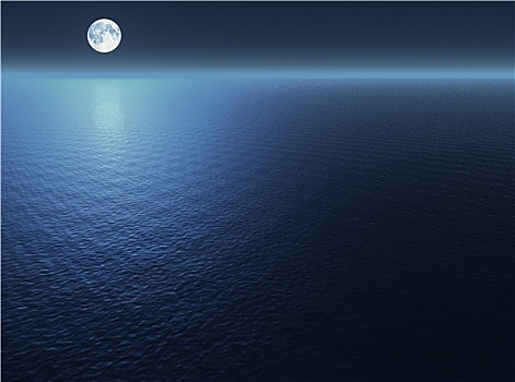 月亮,上方,海洋