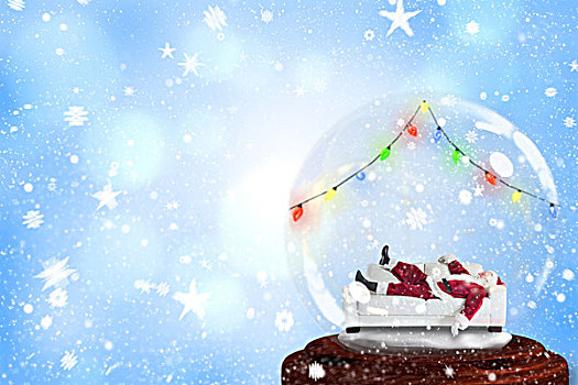 圣诞老人,睡觉,雪景球
