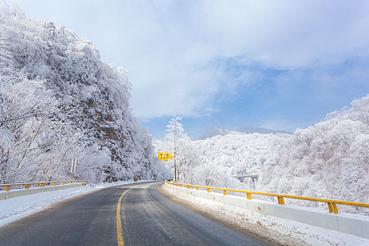 陕西,秦岭,公路,雪景