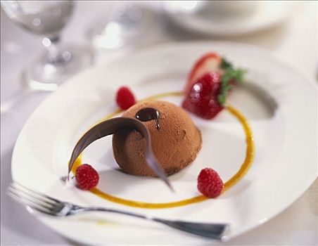 优雅,巧克力甜点,树莓