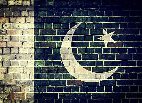 低劣,巴基斯坦,旗帜,砖墙