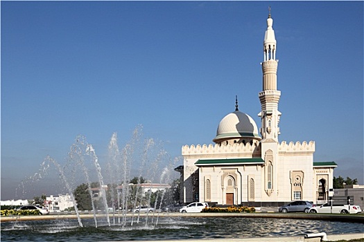 清真寺,喷泉,城市,沙迦,阿联酋