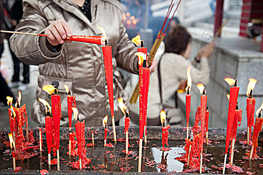 信徒,祭祀,佛教寺庙,汕头,中国