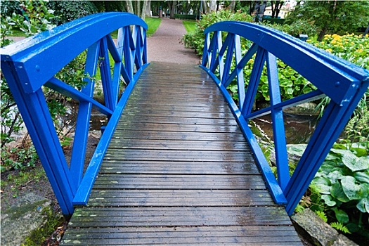 蓝色,小桥,上方,河,河流,溪流,花园,自然