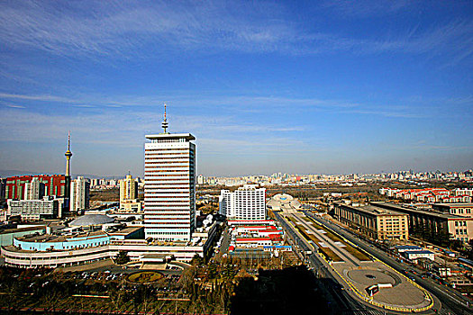 俯看中央电视台大楼与中华世纪坛