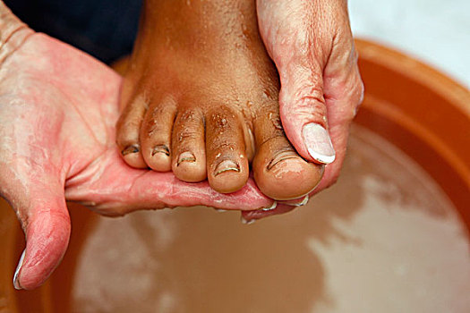 洗,脚,利马,秘鲁