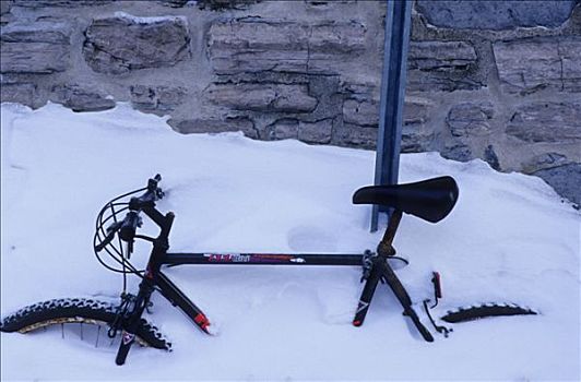 加拿大,魁北克城,冬天,自行车,雪