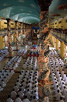高台神殿,室内,宗教服务,西宁省,越南