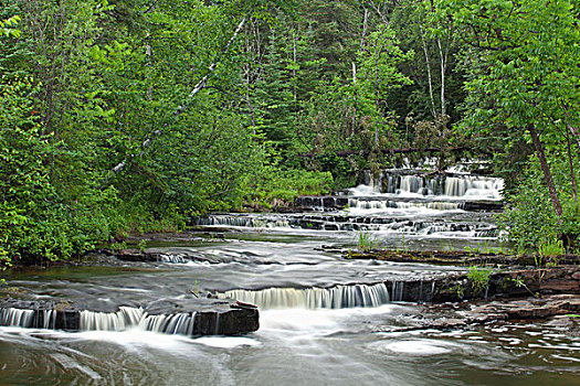 层叠,瀑布,溪流,桑德贝,安大略省,加拿大