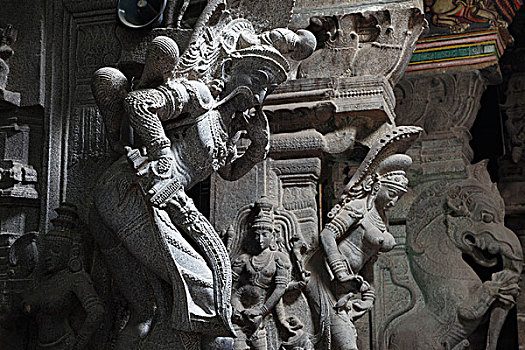 庙宇,泰米尔纳德邦,印度南部,印度,亚洲