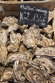 法国,布列塔尼半岛,圣马洛,牡蛎,出售