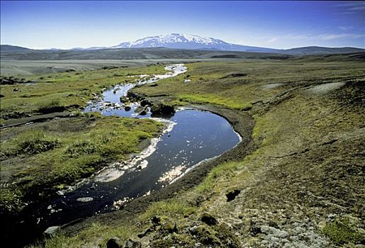 小溪,正面,火山,冰岛,欧洲