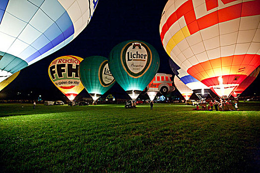 热气球,黑森州,德国,欧洲