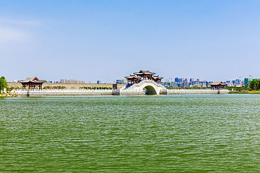 中国河南省商丘古城城湖南湖公园自然风光