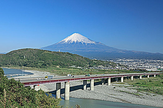 山,富士山,河,公路