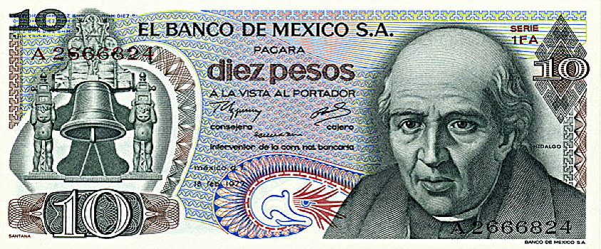 历史,钞票,墨西哥,伊达尔戈,比索