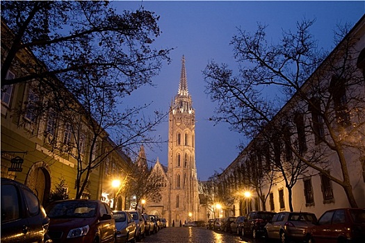 布达佩斯,马提亚斯教堂,夜晚