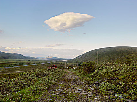 一个,云,空中,上方,遥远,风景,拉普兰,挪威