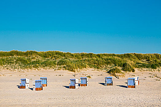 沙滩椅,沙丘,北方,石荷州,德国,欧洲