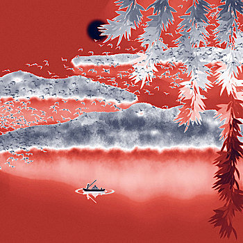 现代创意新中式中国风山水画